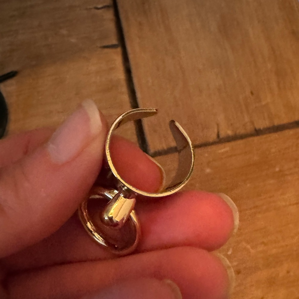 Adjustable Gold Ring With Loop/Ring Attachment - image 4